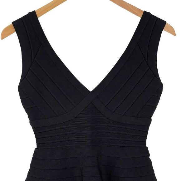 Herve Leger Rebeca Sleeveless Peplum Bandage Mini Dress Black Cocktail Small - Picture 6 of 14
